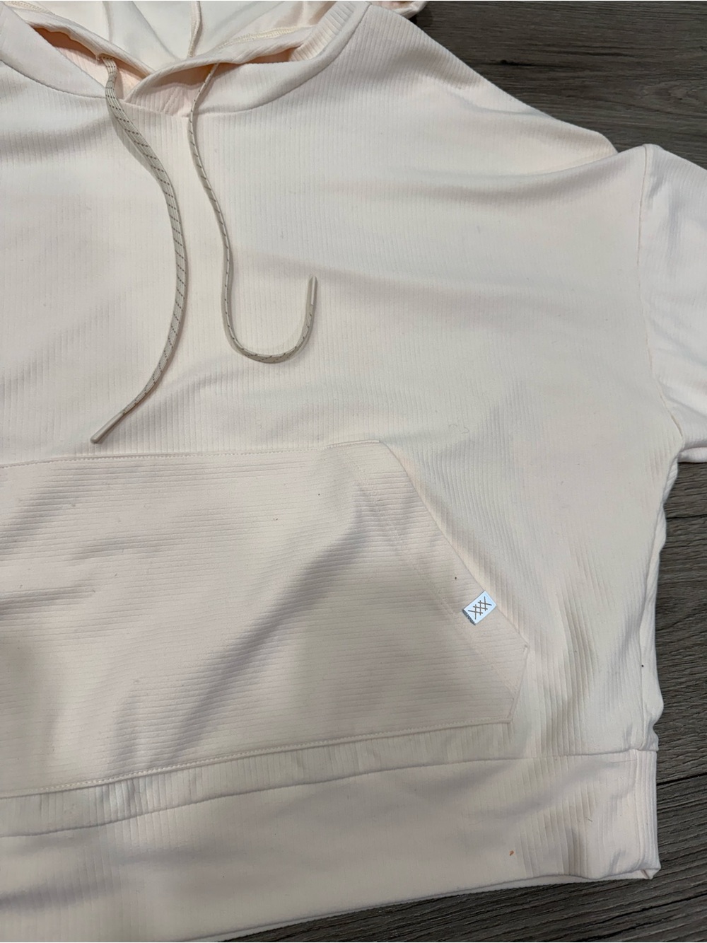 Rhone Ripple Hoodie Relaxed RippleKnit hoodie Cream Sz L - Picture 6 of 7